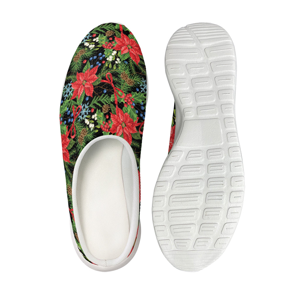 Xmas Poinsettia Pattern Print Mesh Casual Shoes
