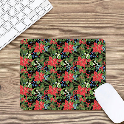 Xmas Poinsettia Pattern Print Mouse Pad