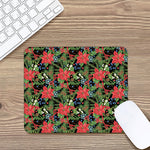 Xmas Poinsettia Pattern Print Mouse Pad