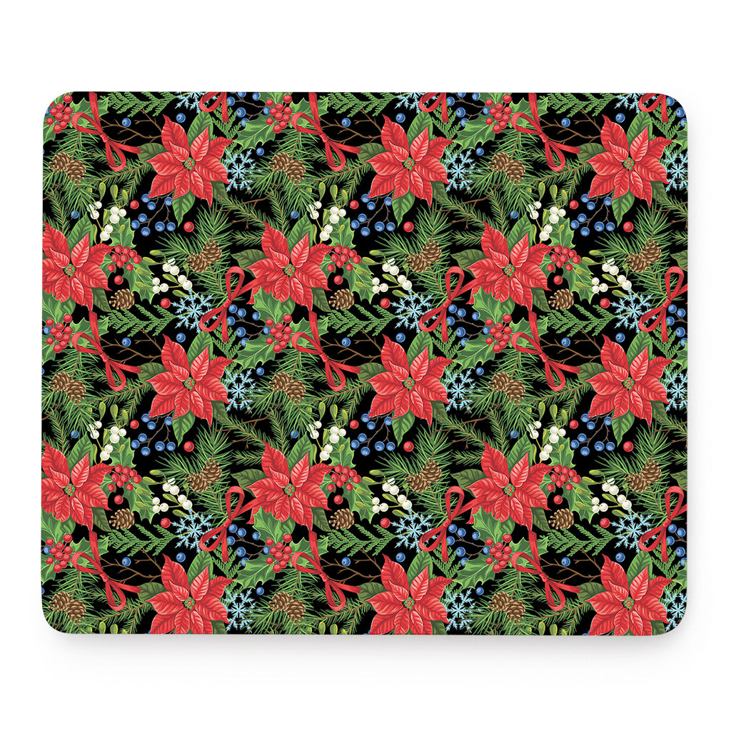 Xmas Poinsettia Pattern Print Mouse Pad