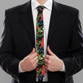 Xmas Poinsettia Pattern Print Necktie