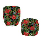 Xmas Poinsettia Pattern Print Office Chair Cover