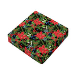 Xmas Poinsettia Pattern Print Outdoor Seat Cushion Cover
