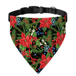 Xmas Poinsettia Pattern Print Over The Collar Dog Bandana