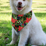 Xmas Poinsettia Pattern Print Over The Collar Dog Bandana