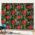 Xmas Poinsettia Pattern Print Pencil Pleat Curtains