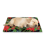 Xmas Poinsettia Pattern Print Pet Cooling Mat Cover