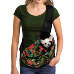 Xmas Poinsettia Pattern Print Pet Sling Carrier