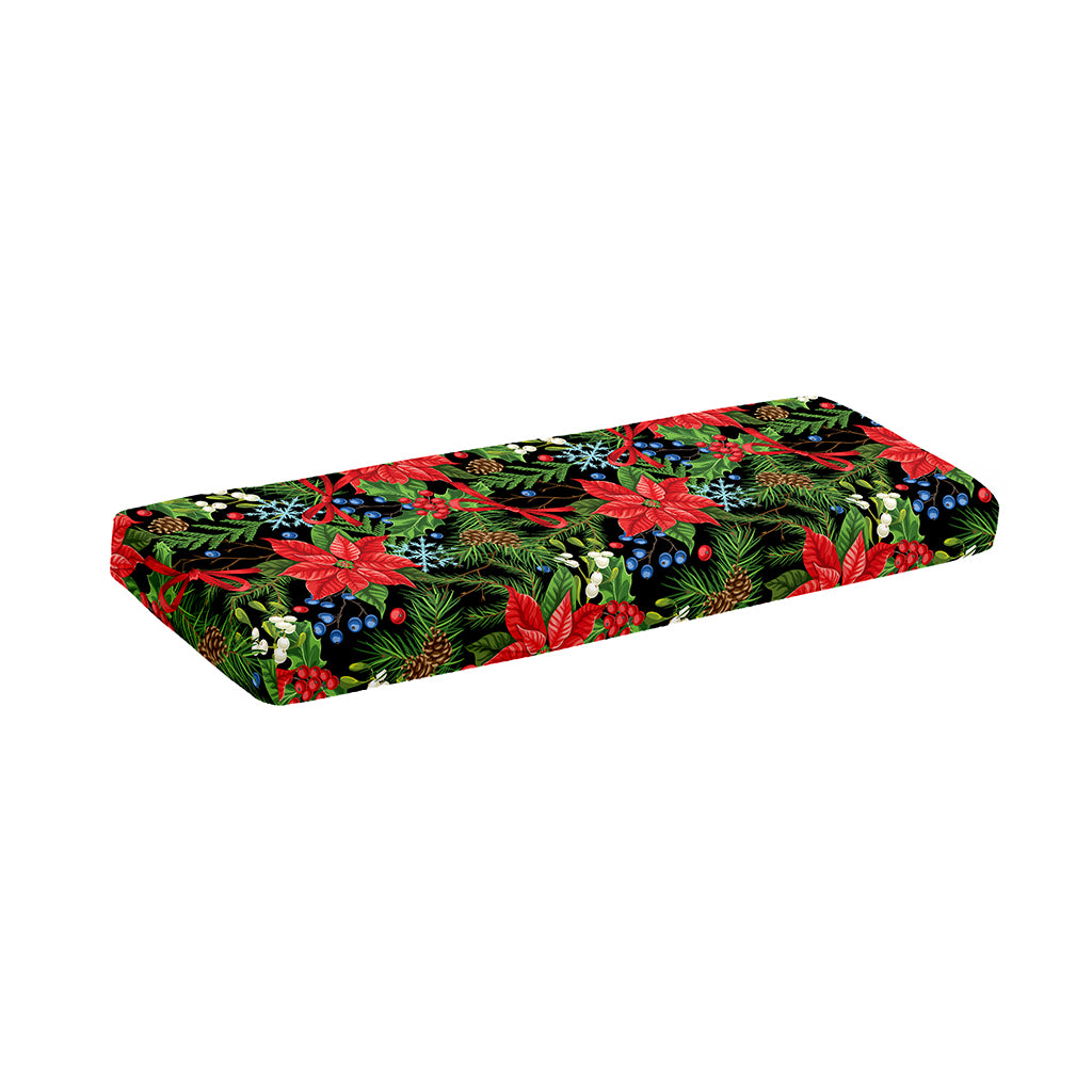 Xmas Poinsettia Pattern Print Piano Keyboard Cover