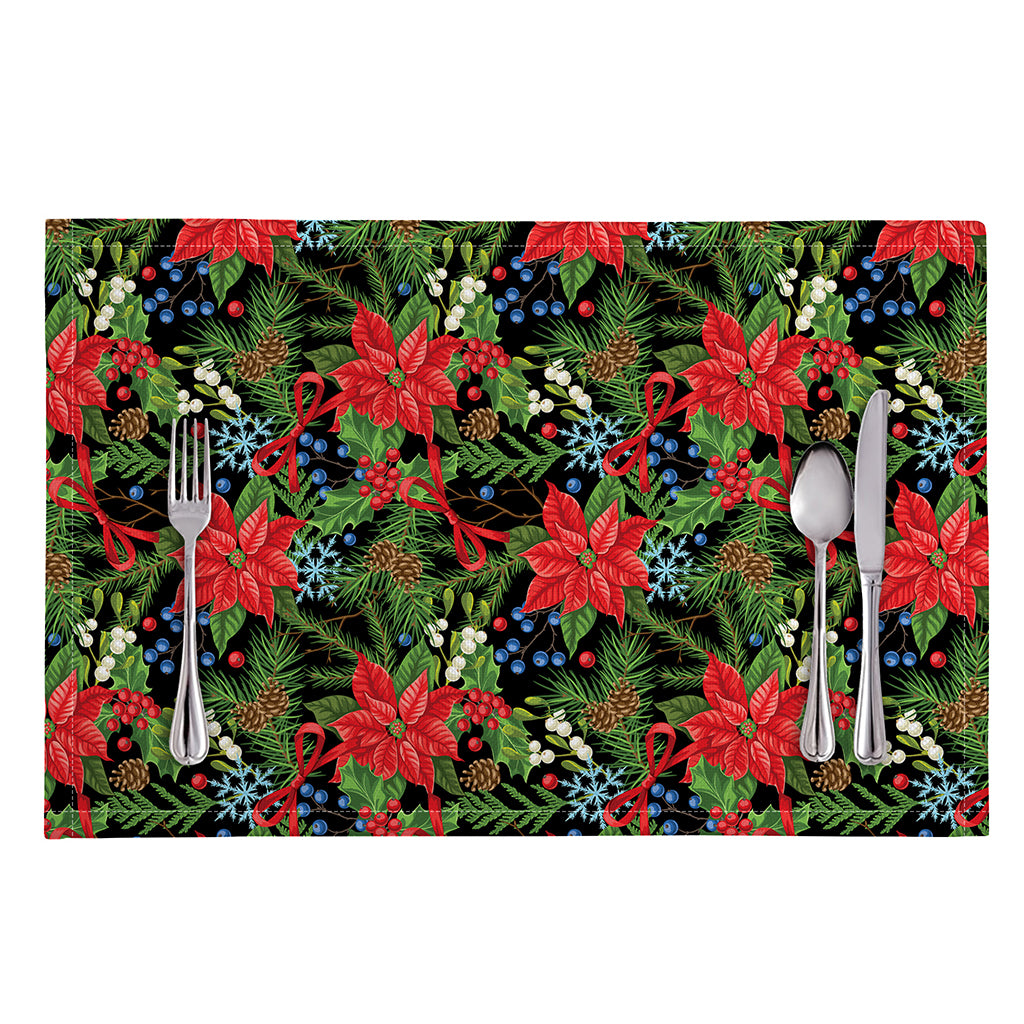 Xmas Poinsettia Pattern Print Placemat