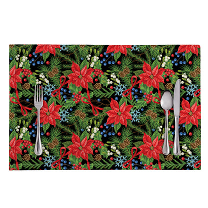 Xmas Poinsettia Pattern Print Placemat