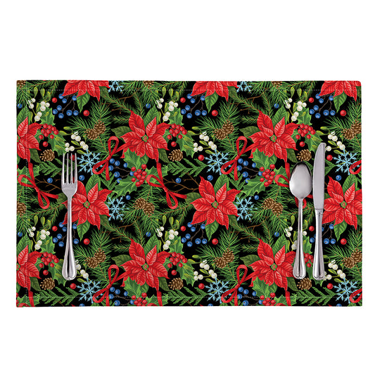 Xmas Poinsettia Pattern Print Placemat