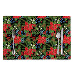 Xmas Poinsettia Pattern Print Placemat