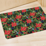 Xmas Poinsettia Pattern Print Polyester Doormat
