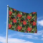 Xmas Poinsettia Pattern Print Polyester Flag