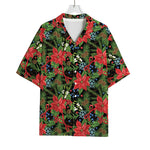 Xmas Poinsettia Pattern Print Rayon Hawaiian Shirt