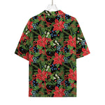 Xmas Poinsettia Pattern Print Rayon Hawaiian Shirt