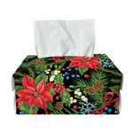 Xmas Poinsettia Pattern Print Rectangle Tissue Box Cover