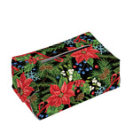 Xmas Poinsettia Pattern Print Rectangle Tissue Box Cover