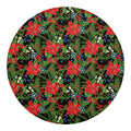 Xmas Poinsettia Pattern Print Round Blanket