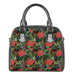 Xmas Poinsettia Pattern Print Shoulder Handbag