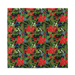 Xmas Poinsettia Pattern Print Silk Bandana