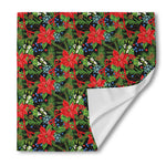 Xmas Poinsettia Pattern Print Silk Bandana