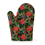 Xmas Poinsettia Pattern Print Single Oven Mitt