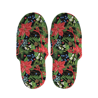 Xmas Poinsettia Pattern Print Slippers