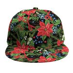 Xmas Poinsettia Pattern Print Snapback Cap