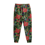 Xmas Poinsettia Pattern Print Sweatpants