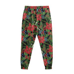 Xmas Poinsettia Pattern Print Sweatpants