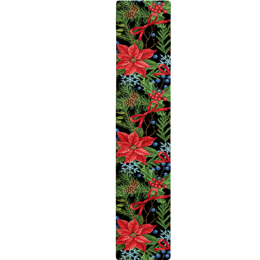 Xmas Poinsettia Pattern Print Table Runner