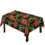 Xmas Poinsettia Pattern Print Tablecloth
