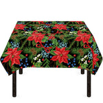 Xmas Poinsettia Pattern Print Tablecloth