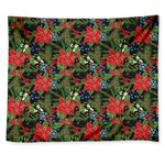 Xmas Poinsettia Pattern Print Tapestry