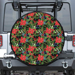 Xmas Poinsettia Pattern Print Tire Cover
