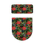 Xmas Poinsettia Pattern Print Toilet Lid And Tank Cover Set