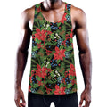 Xmas Poinsettia Pattern Print Men's Workout Tank Top