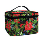 Xmas Poinsettia Pattern Print Travel Makeup Bag