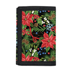 Xmas Poinsettia Pattern Print Trifold Wallet