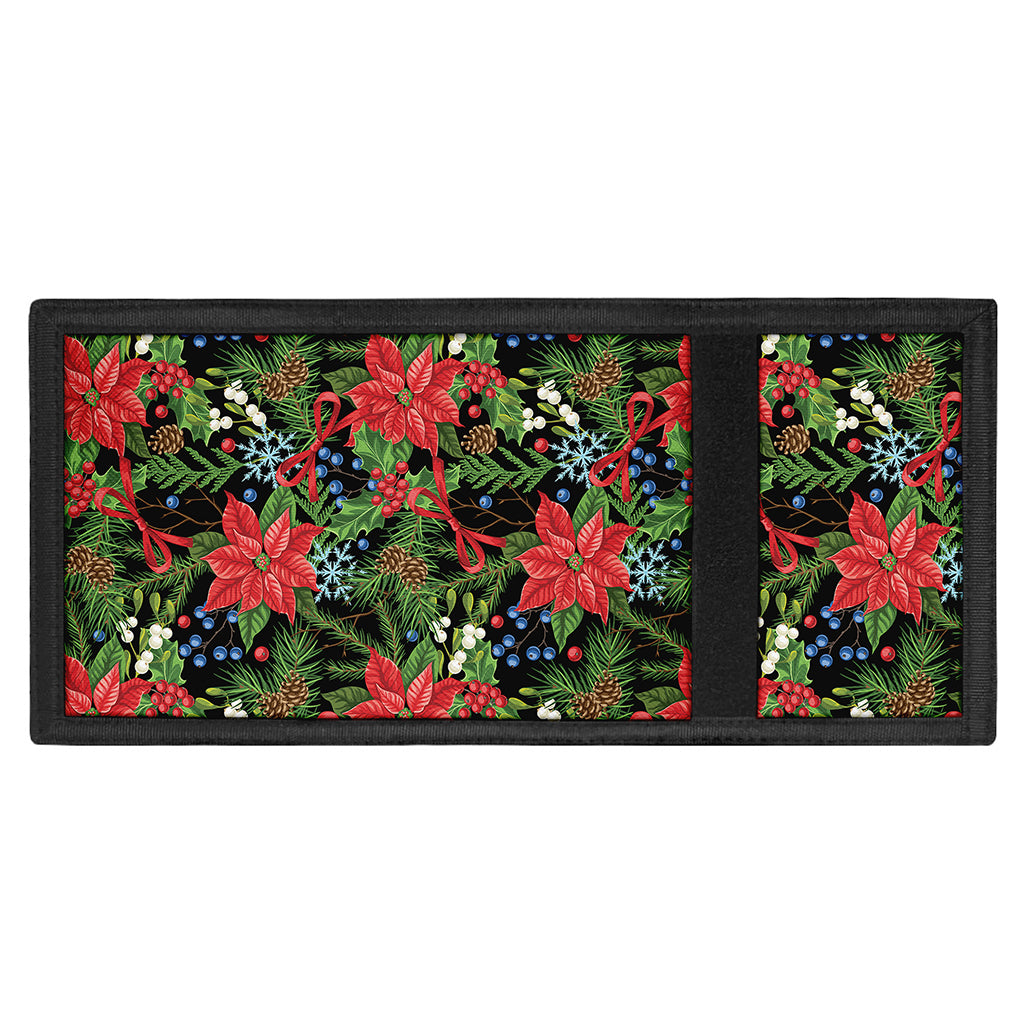 Xmas Poinsettia Pattern Print Trifold Wallet