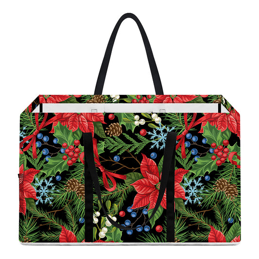 Xmas Poinsettia Pattern Print Utility Tote Bag