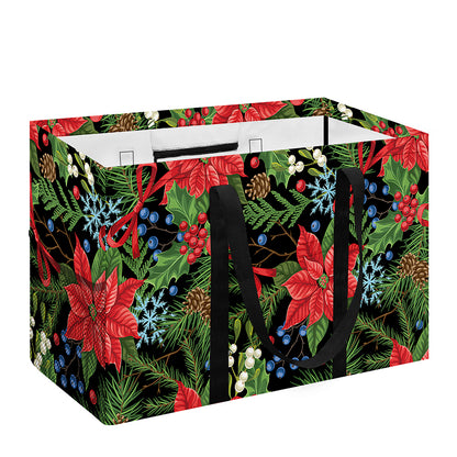 Xmas Poinsettia Pattern Print Utility Tote Bag