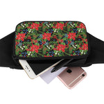 Xmas Poinsettia Pattern Print Waist Bag