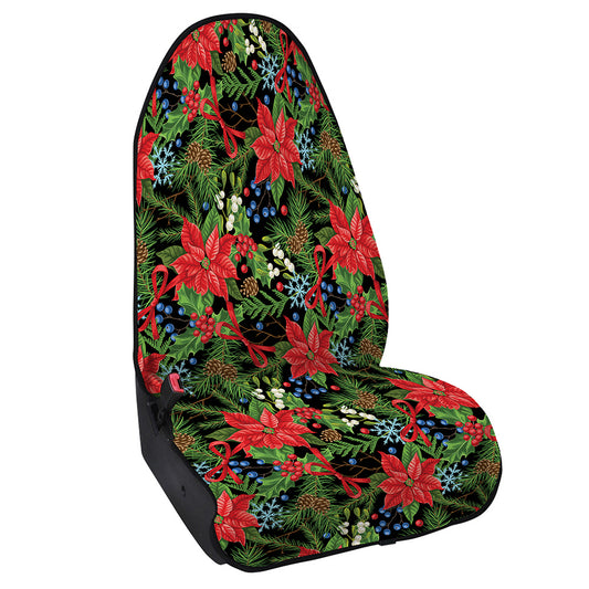 Xmas Poinsettia Pattern Print Waterproof Car Seat Cover