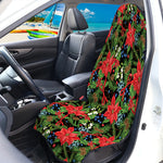 Xmas Poinsettia Pattern Print Waterproof Car Seat Cover