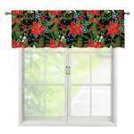 Xmas Poinsettia Pattern Print Window Valance