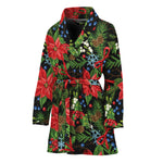 Xmas Poinsettia Pattern Print Women's Bathrobe