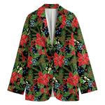 Xmas Poinsettia Pattern Print Women's Blazer